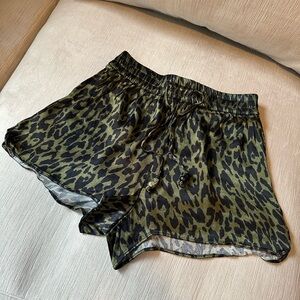 Zara Silk Leopard Print Shorts